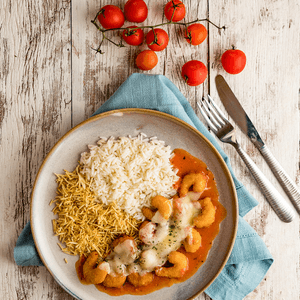 Camarão ao Molho Parmegiana com Arroz e Batata Palha - 400g