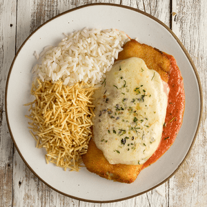 Filé de Peixe à Parmegiana com Arroz e Batata  Palha - 400g